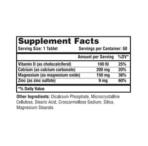 Calcium - Magnesium and Zinc with Vitamin D 60 Tablets-  Natural Systems